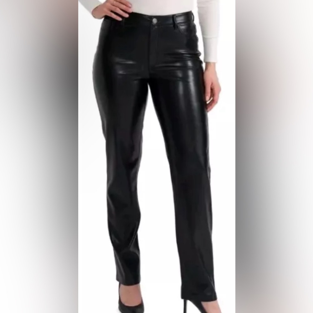 Joie High Rise Faux Leather Straight Leg Pants Black Size 4 NWT